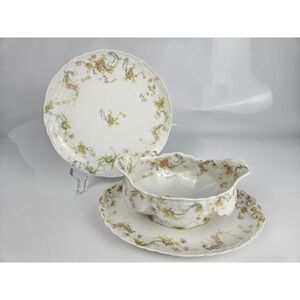Haviland Limoges Berry Bowl w Attached Underplate & Cabinet Plate